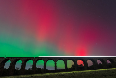 Northern Lights over Crimple Viaduct